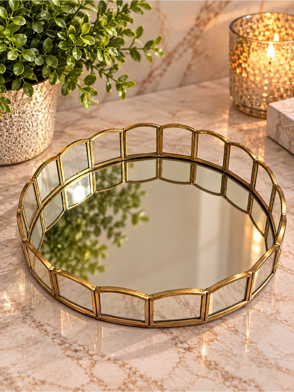 Gold Mirrored Decorative Tray - Home Decor